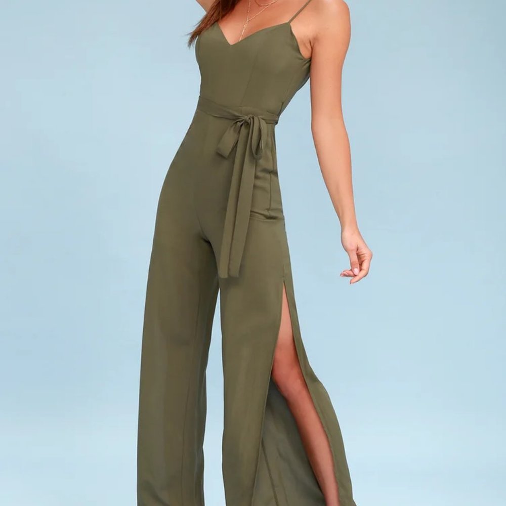 Lulus Winning Chic Olive Green Jumpsuit